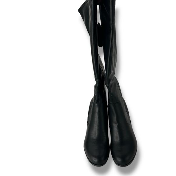 NEW Macy's Black Leather Tall Boots Size 9W XWC Wide Calf Knee High Riding NWT - Picture 3 of 7